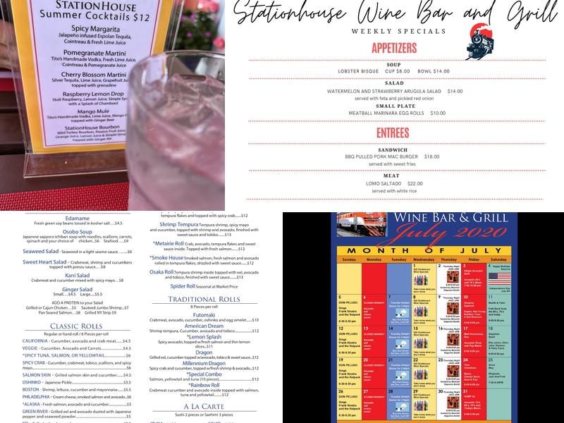 StationHouse Wine Bar & Grill Menu