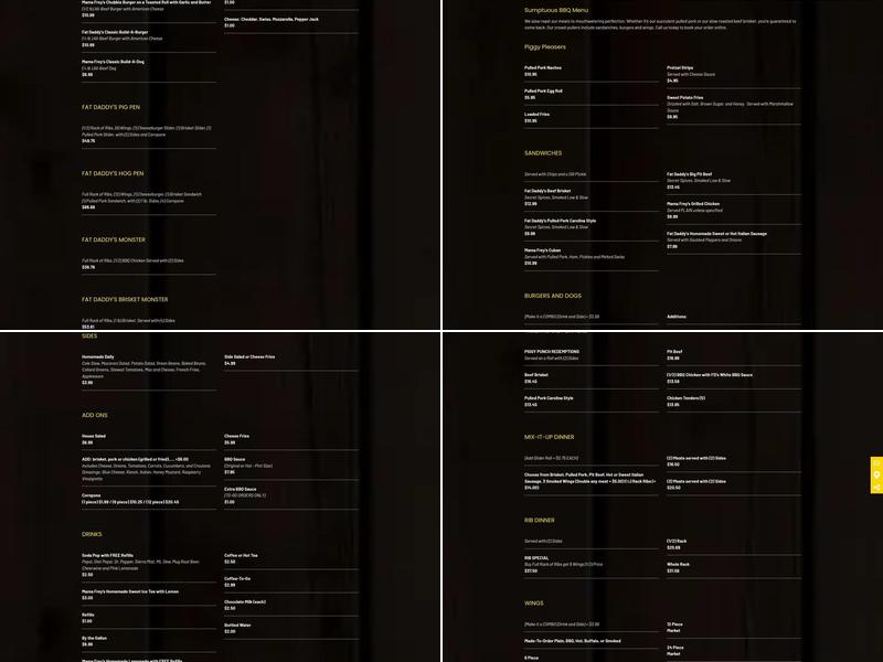 Fat Daddy's BBQ Menu