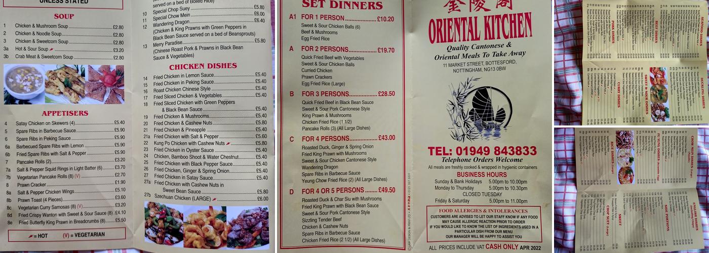 Oriental Kitchen Menu