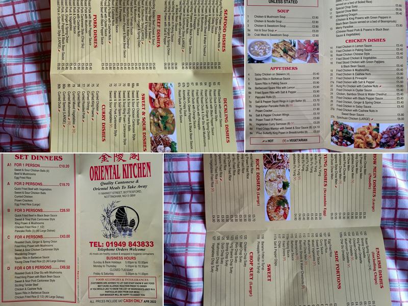 Oriental Kitchen Menu