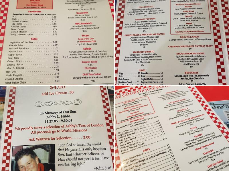 Courthouse Restaurant Menu