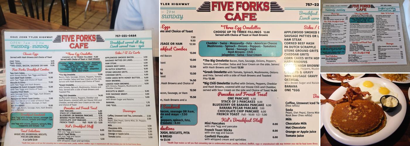 Five Forks Cafe Menu