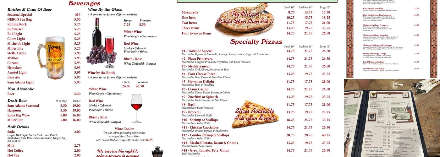 Yorkside Pizza & Restaurant Menu