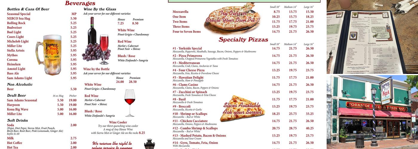 Yorkside Pizza & Restaurant Menu