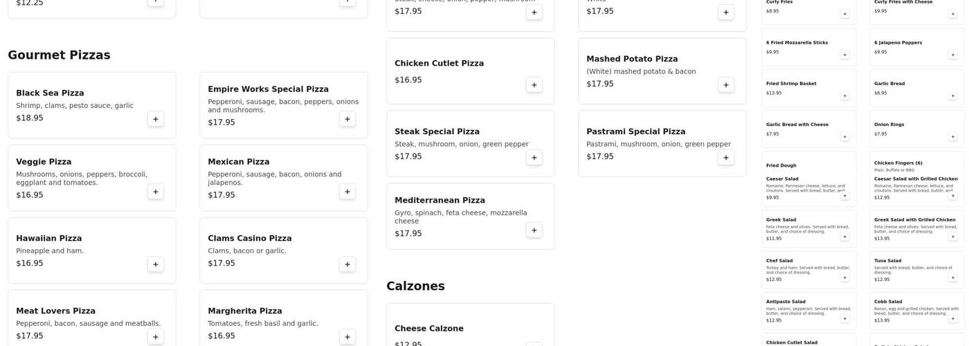 Pizza Empire Menu