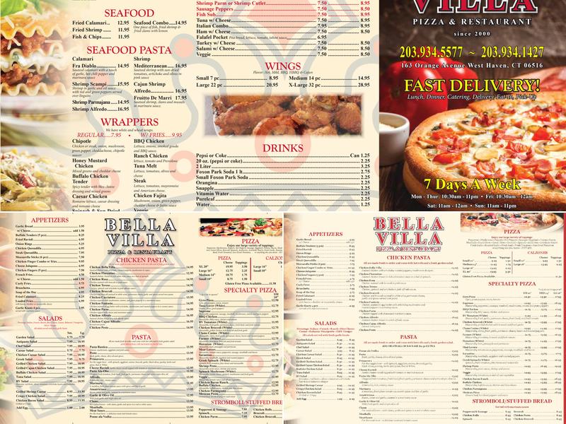 Bella Villa Pizza Menu