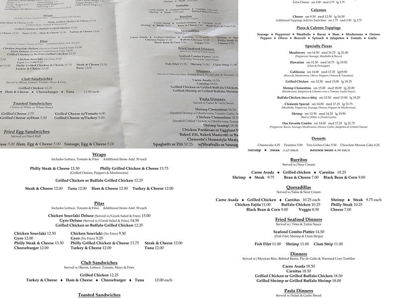 Clemente's Pizza & Grill Menu