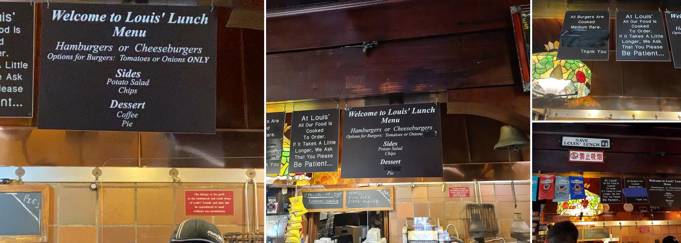 Louis' Lunch Menu