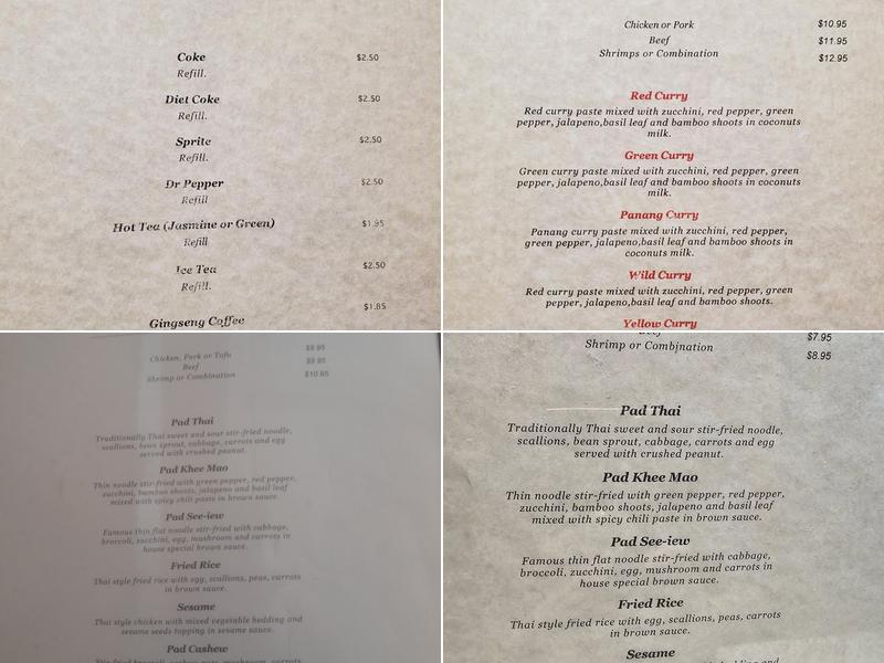 Pad Thai Menu