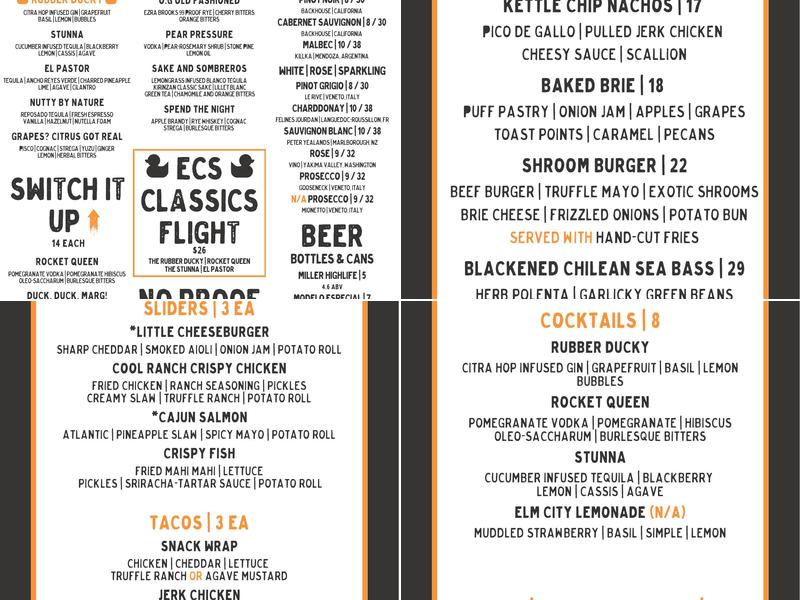 Elm City Social Menu