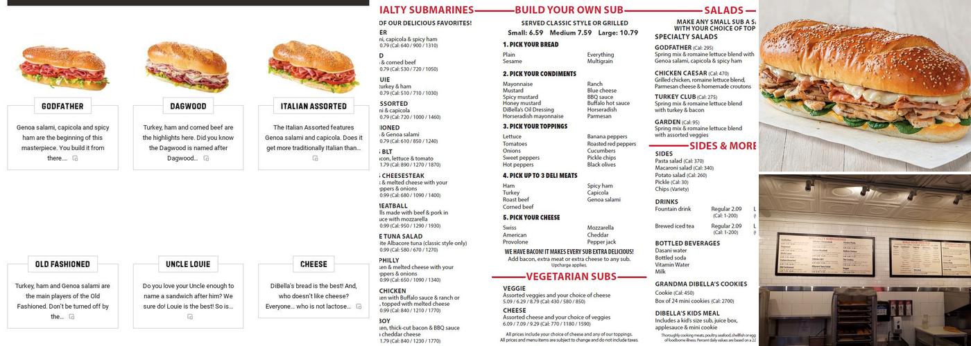 DiBella's Subs Menu