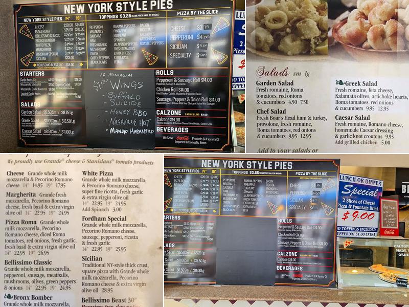 Bellisimo Pizza Cafe Inc Menu