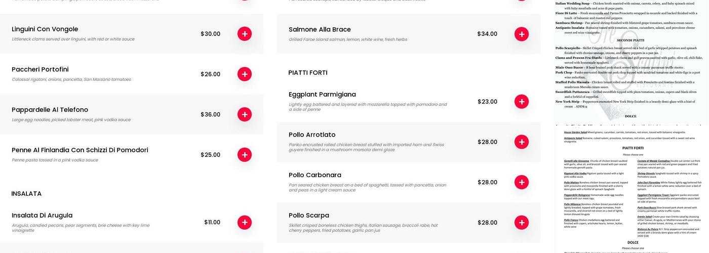 Tre Scalini Restaurant Menu