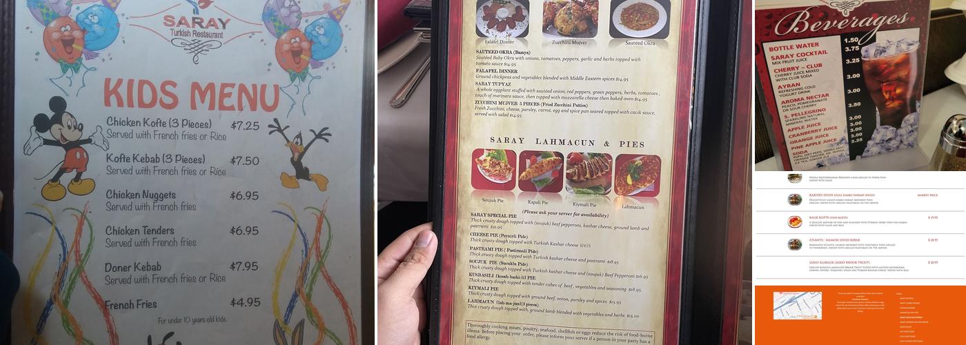 Saray Turkish Restaurant Menu