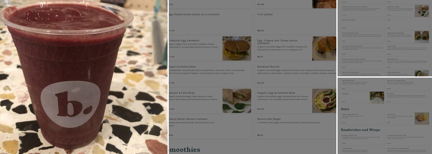 Bnatural Kitchen Menu
