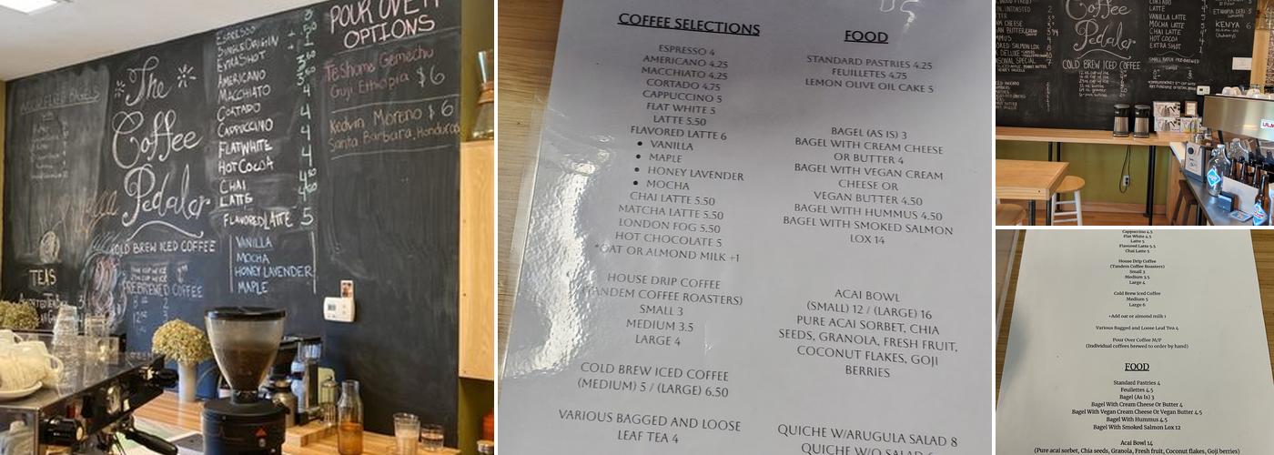 The Coffee Pedaler Menu