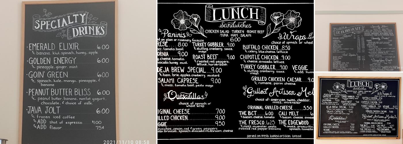 Deja Brew Menu