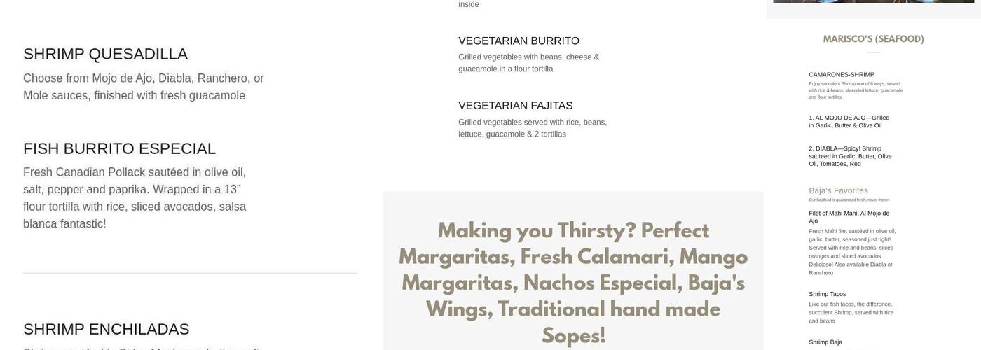 Baja's Menu
