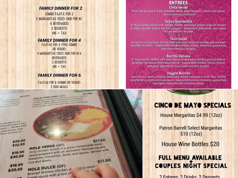 Guacamole's Mexican Cuisine Branford Menu