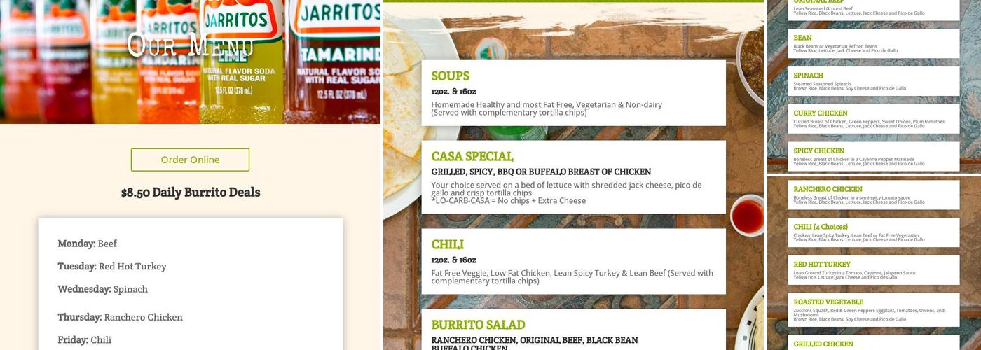 The Whole Enchilada Menu