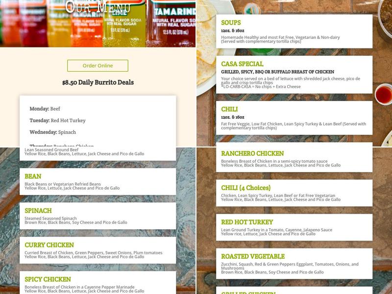 The Whole Enchilada Menu
