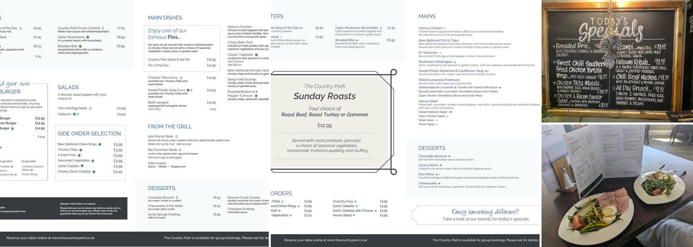 The Country Park Inn Menu