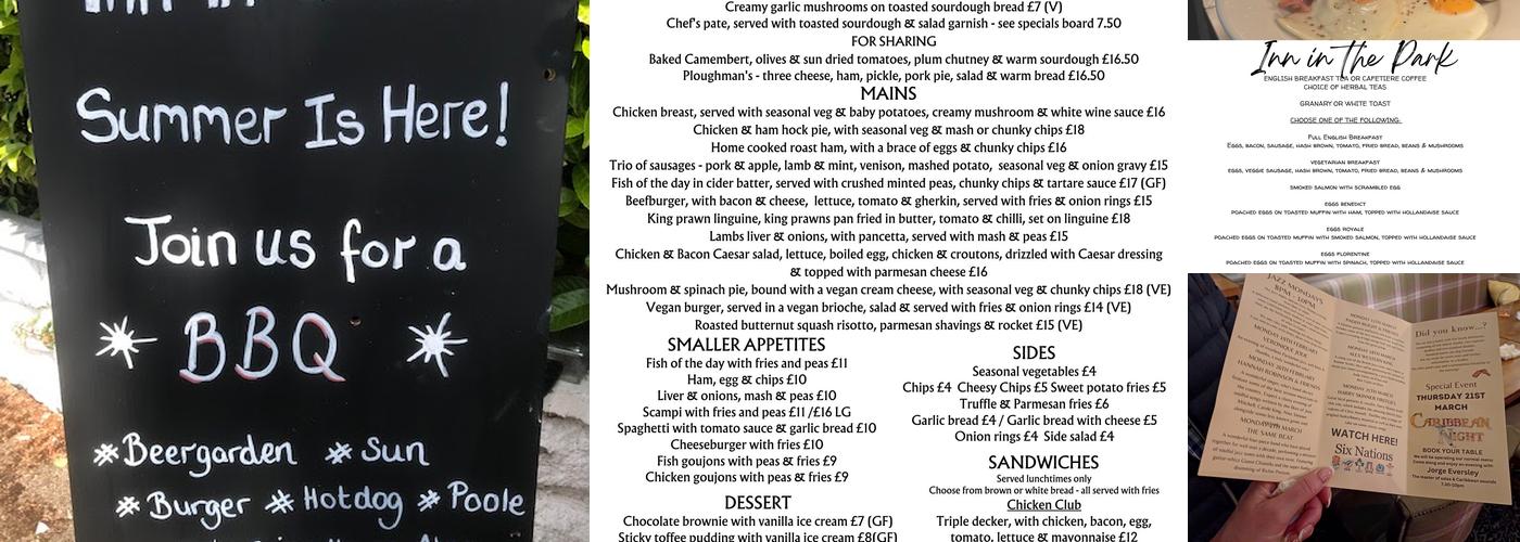 Inn In The Park Menu