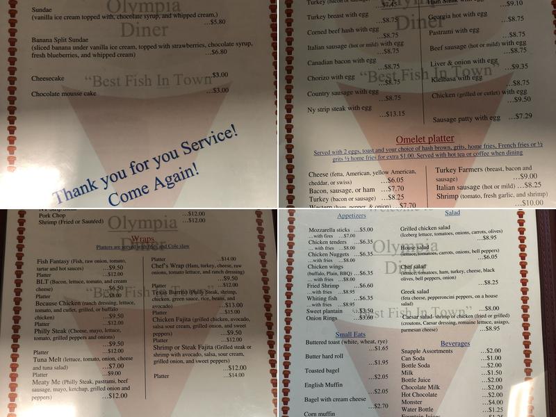 Olympia Diner Menu