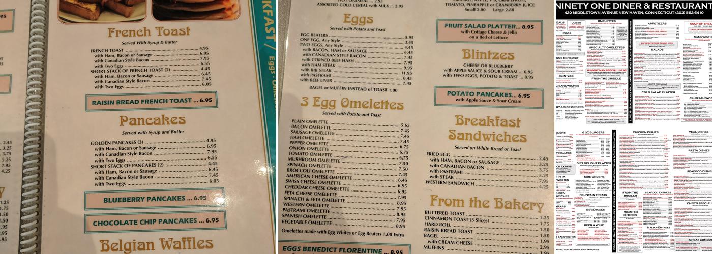 91 Diner Restaurant, New Haven Menu, Reviews (211), Photos (27