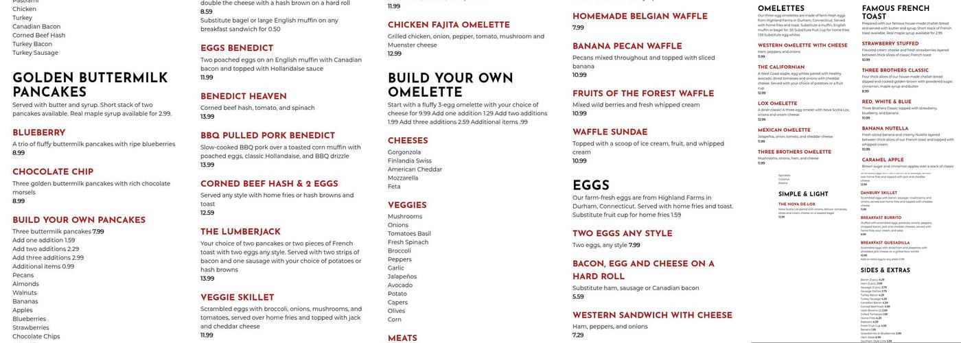 3 Brothers Diner Menu