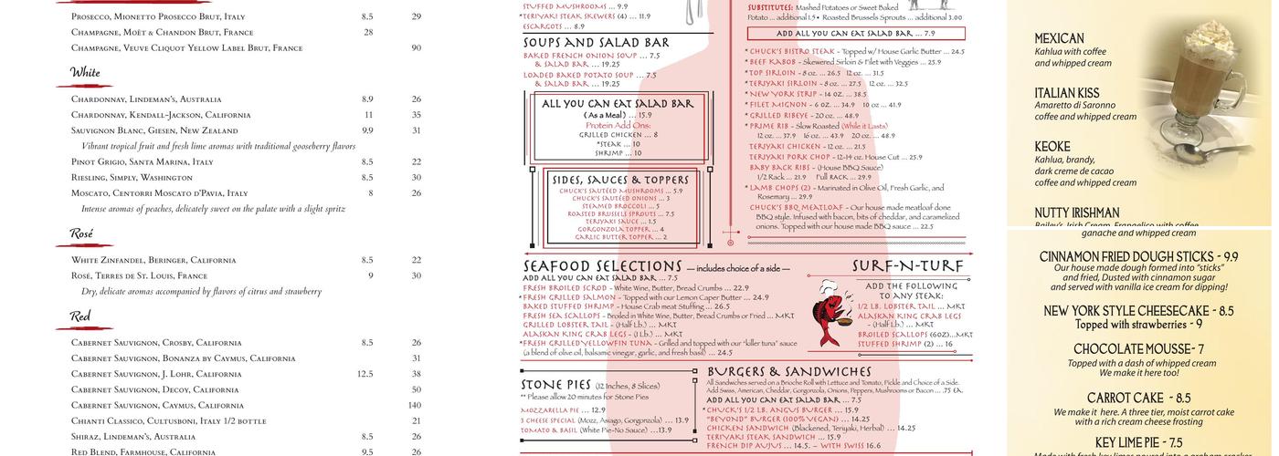 Chuck's Steak House Menu
