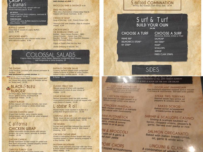 744 West Bar & Grill Menu