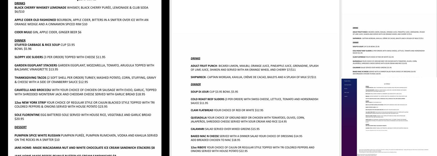 JC's Sports Bar & Grill Menu