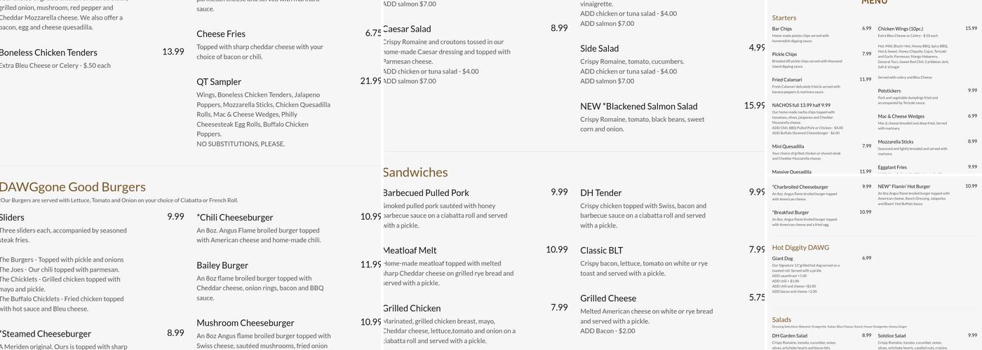 Dawg House Bar & Grill Menu