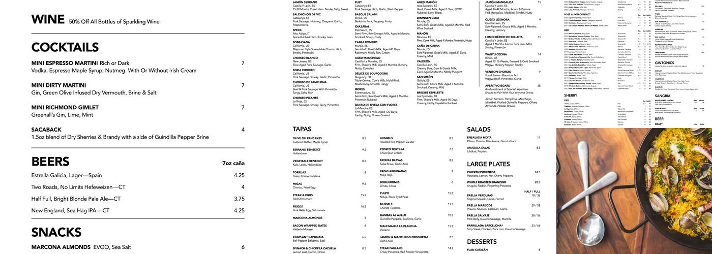 Barcelona Wine Bar Menu