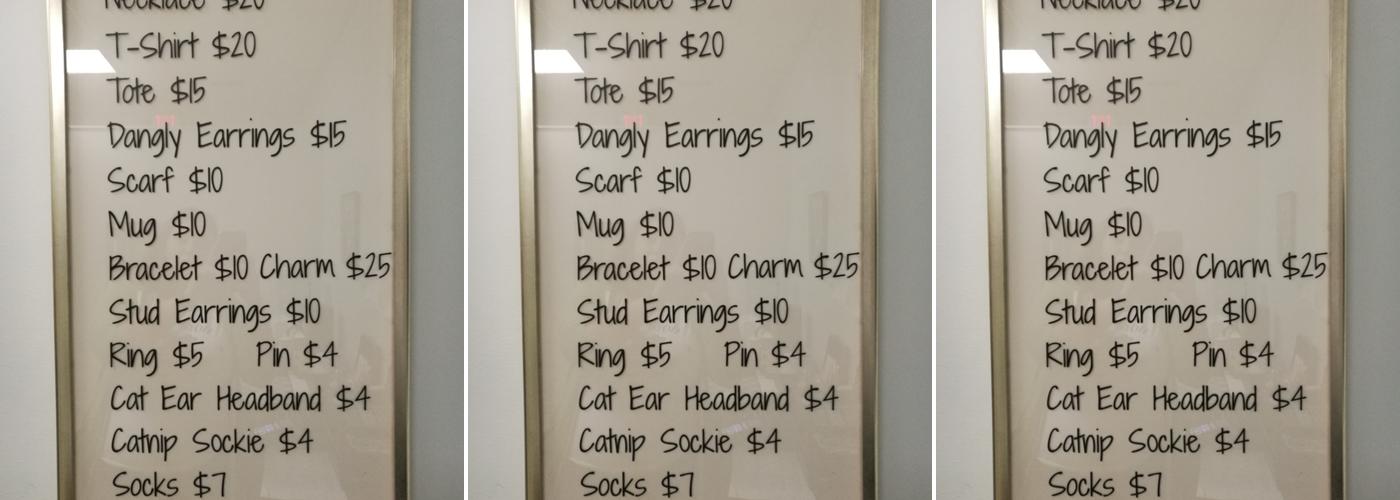 Catnip Cat Cafe Menu