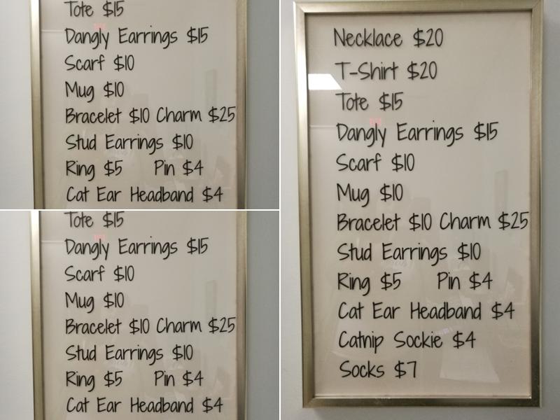 Catnip Cat Cafe Menu