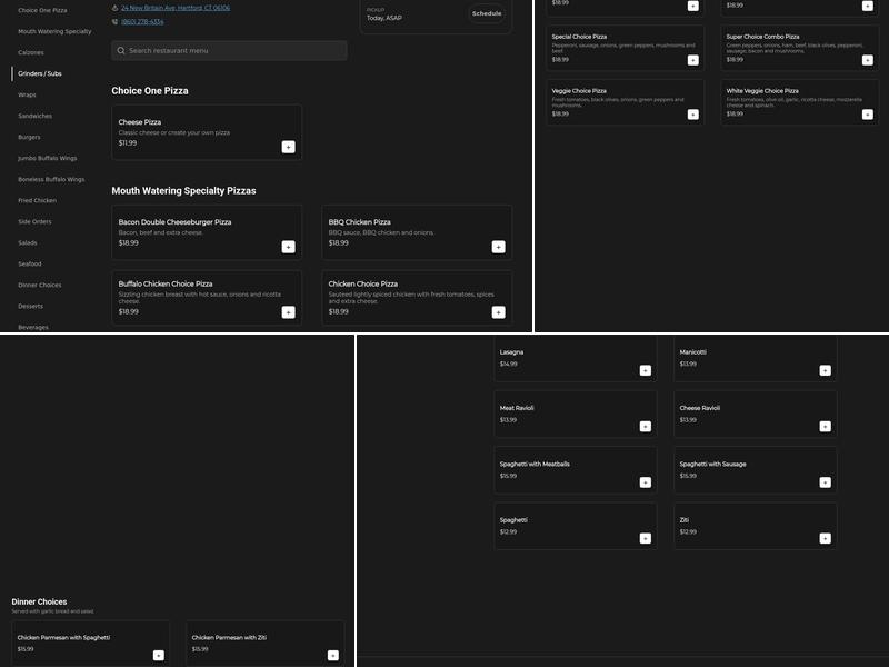 Choice One Pizza Menu