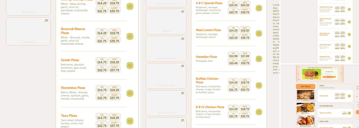 ABC Pizza House Menu