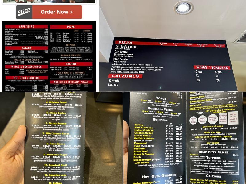 Angelina's Pizzeria Menu