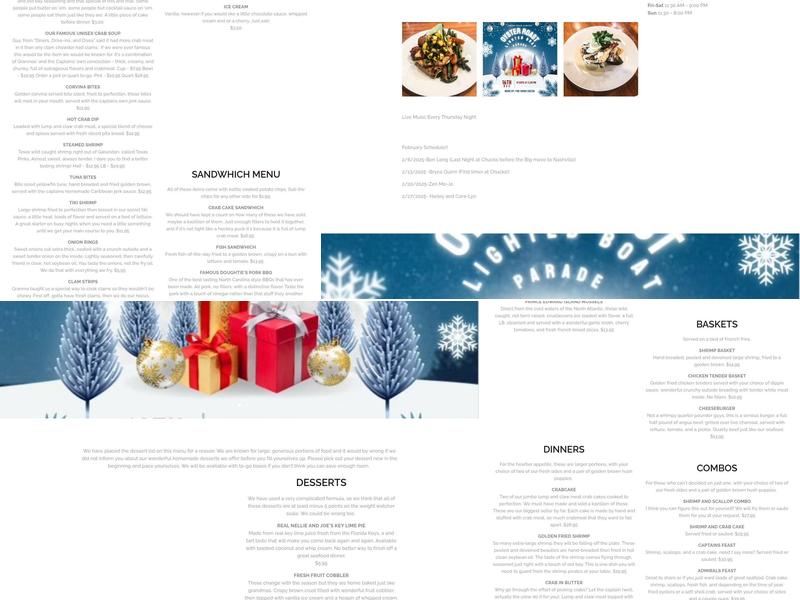 Captain Chuck-A-Muck's Menu