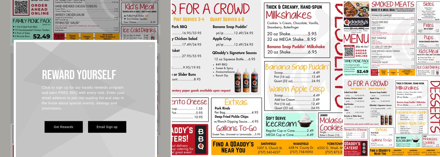 Q Daddy's Pitmaster BBQ Menu