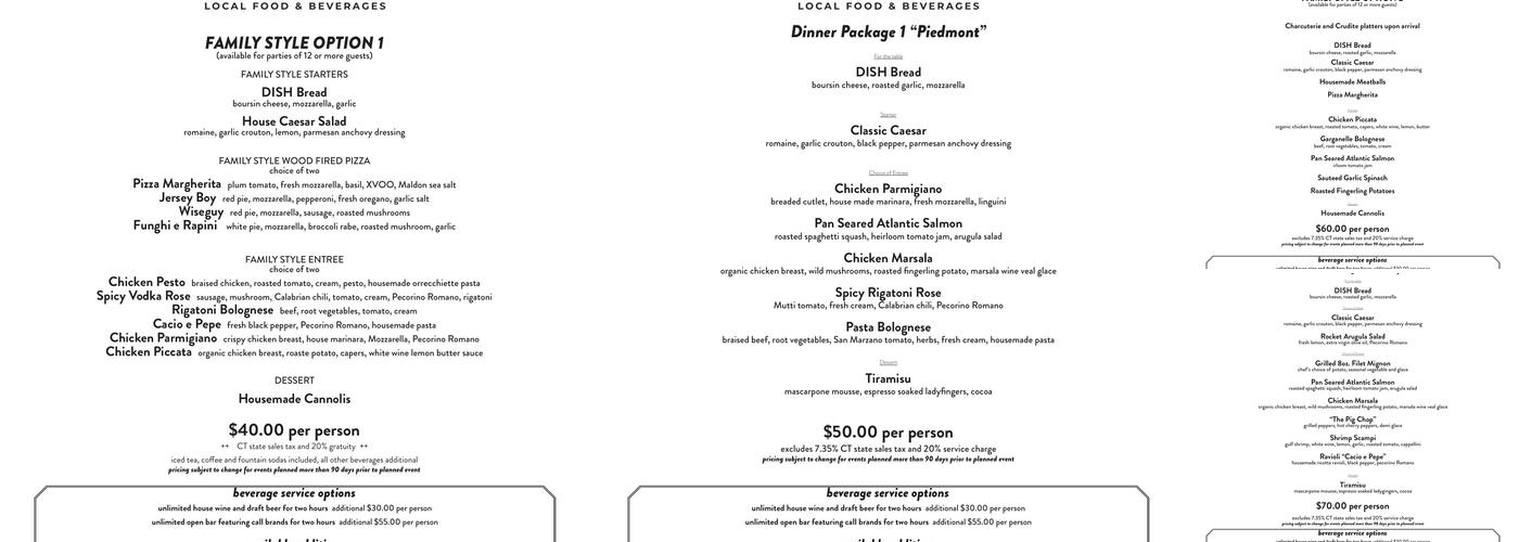 Sorella Menu