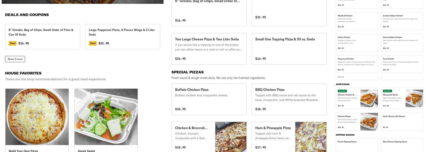 Campus Pizza Menu