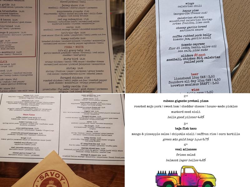 Savoy Pizzeria & Craft Bar Menu