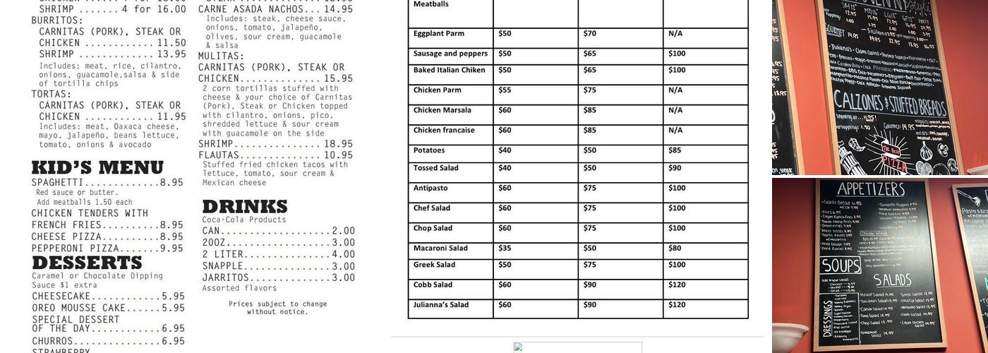 Bert’s Pizzeria and Mexican Cuisine Menu