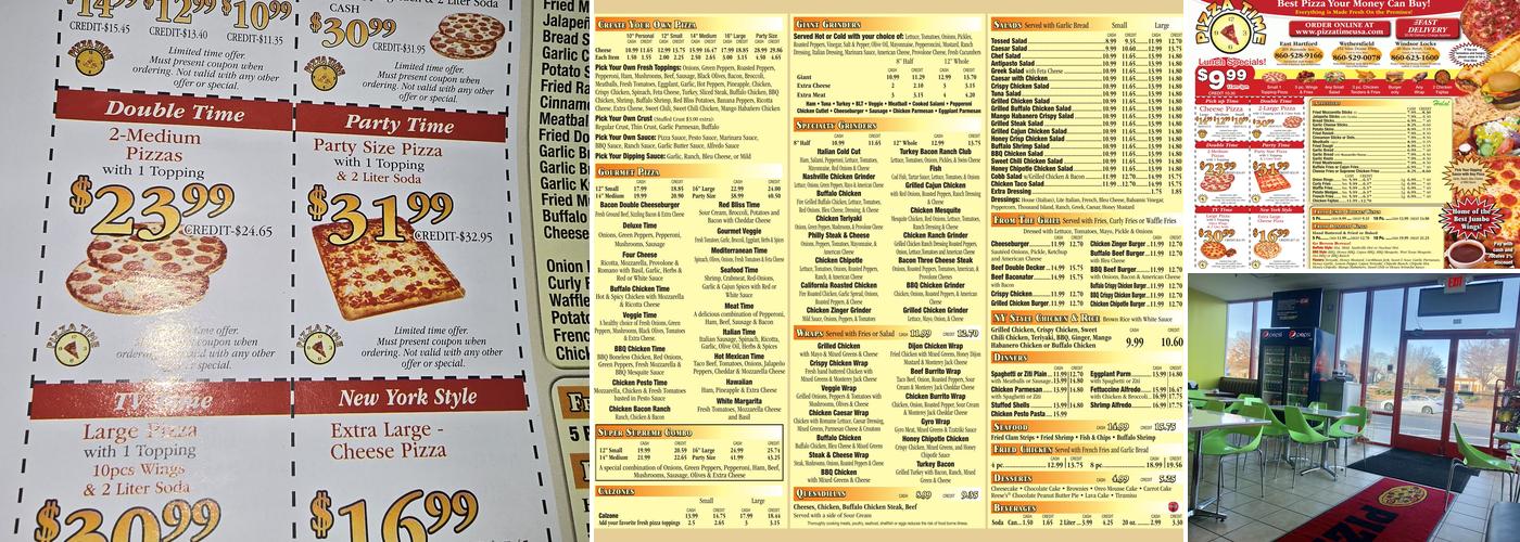 Pizza Time Menu