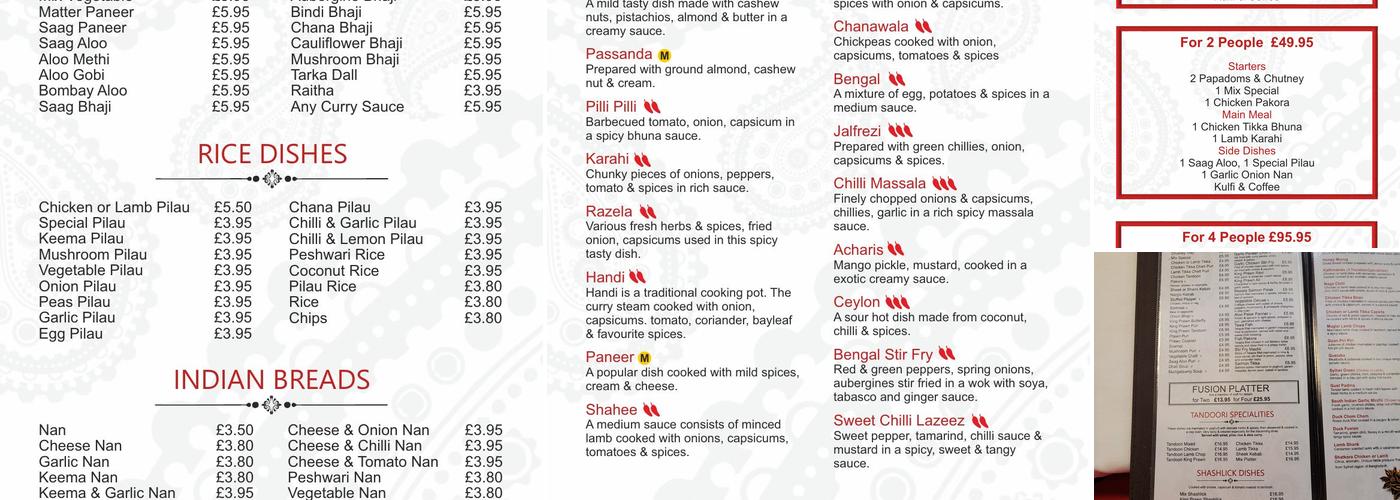 Passage To India Menu