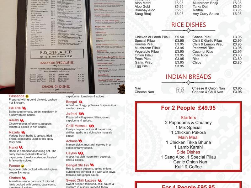 Passage To India Menu