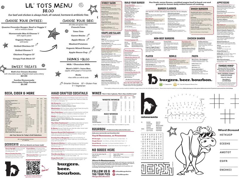 Plan B Burger Bar - West Hartford Menu